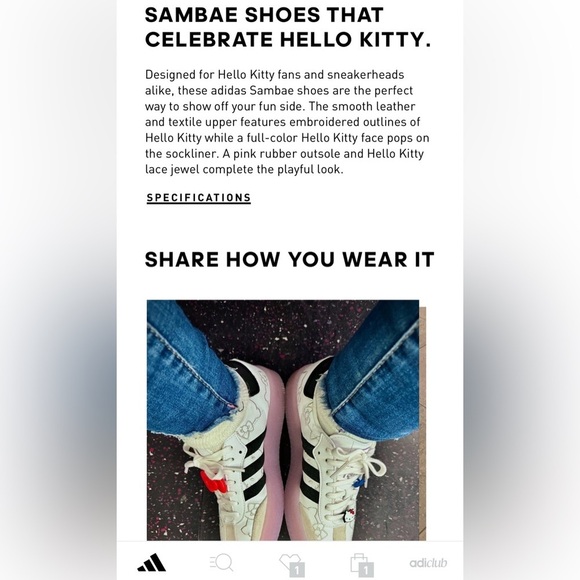 Authentic adorable Adidas Sambae x Hello Kitty collaboration Women's size 6 - Picture 8 of 13